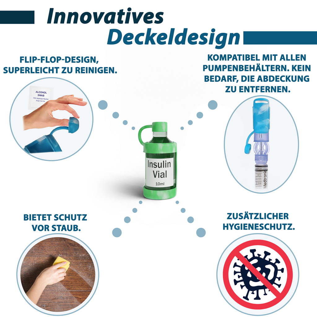 4AllFamily Vial Guard Insulinfläschchen Schutzhüllen - Grüne Farbe - details