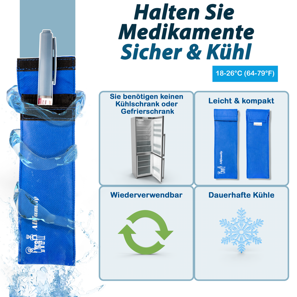 4AllFamily Chillers Neuartige isolierte Reise-Insulintasche für EpiPen, Glucagon und temperaturempfindliche Medikamente - Detaillierte Merkmale