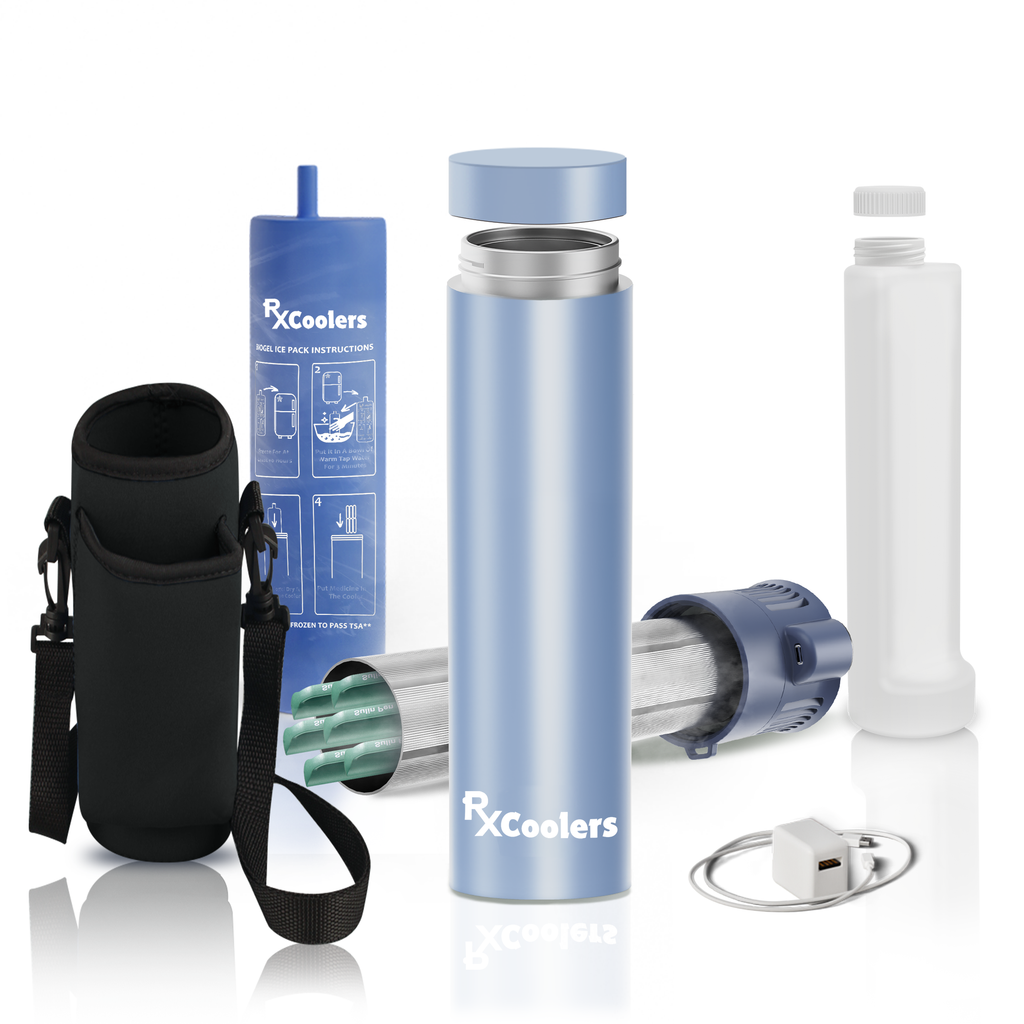 4AllFamily Deutschland - 
RxCooler Mini – Die kleine Insulin Kühlbox elektrisch für unterwegs
- blau