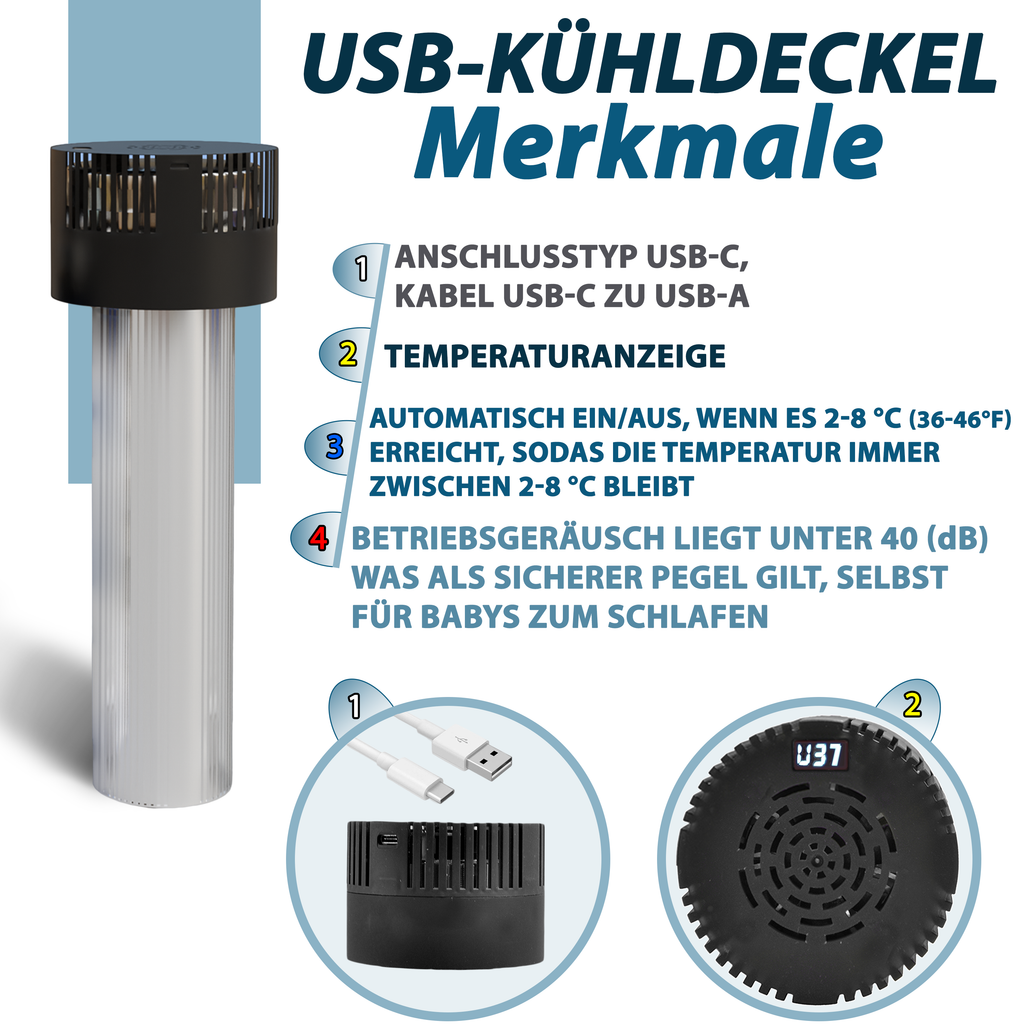 4AllFamily USB-Deckel für elektrisch betriebene Insulin-Reisekühler