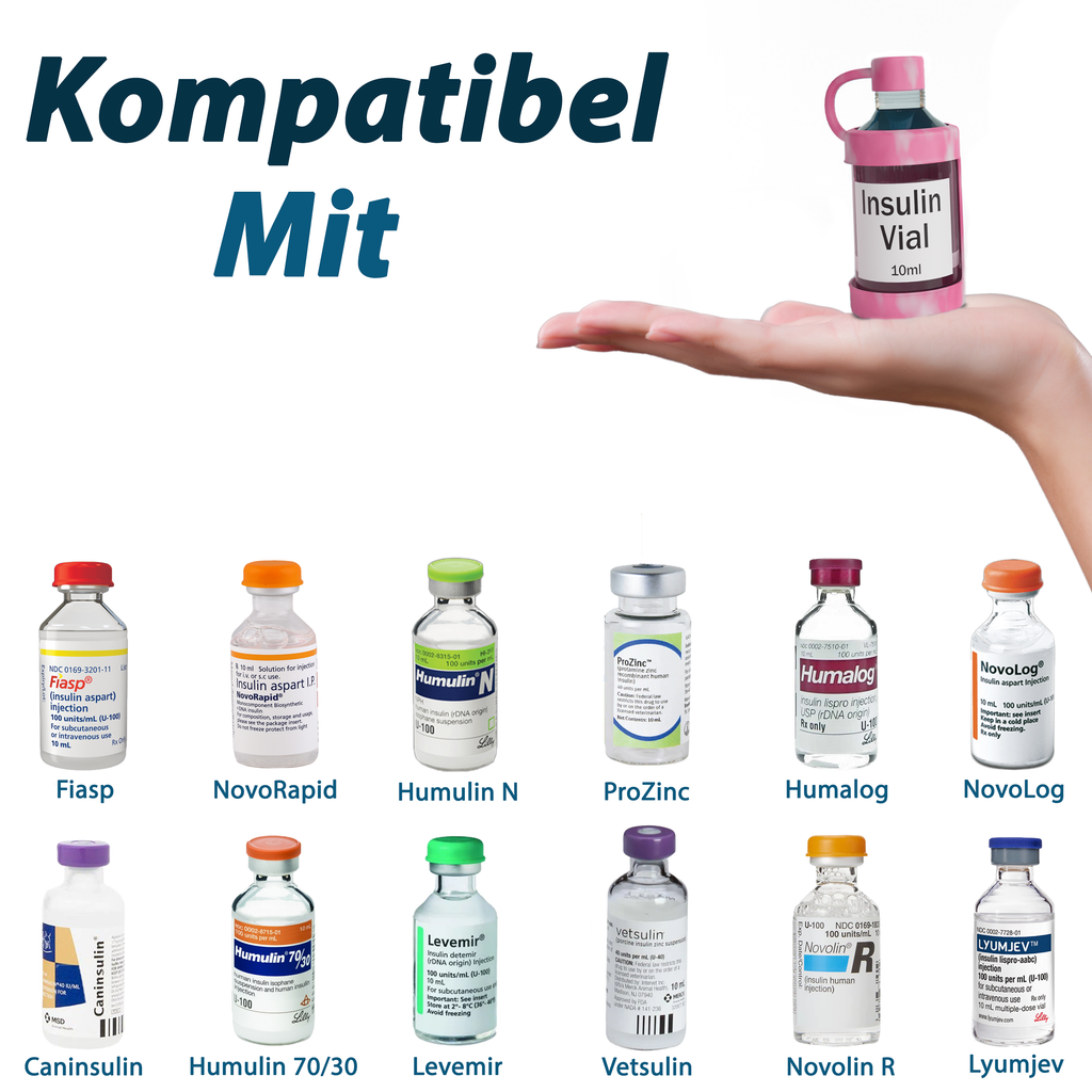 4AllFamily Vial Guard Insulinfläschchen Schutzhüllen - Rosa Farbe